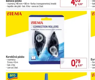 Sigma Korekčná páska 5 mm × 6 m, 2 ks