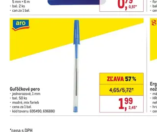 aro Guľôčkové pero 1 mm, 50 ks