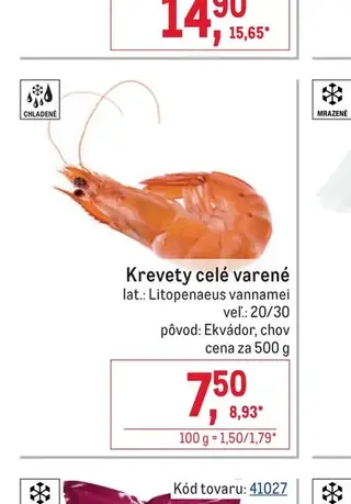 Krevety celé varené