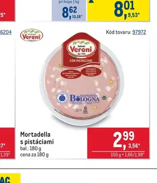 Veroni Mortadella s pistáciami 180 g