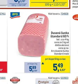 Aro Dusená šunka štandard 60 %