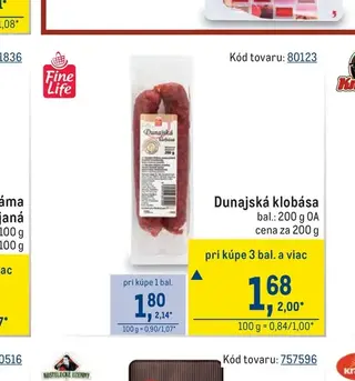 Fine Life Dunajská klobása 200 g