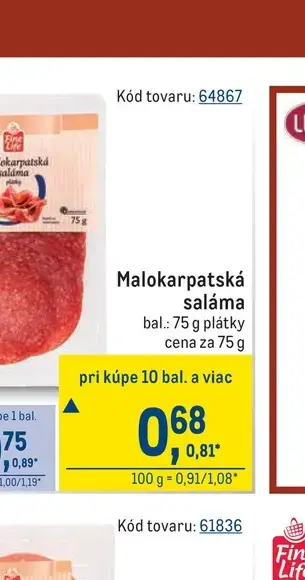 Malokarpatská saláma 75 g