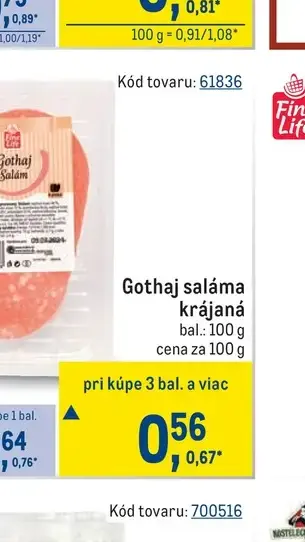 Fine Life Gothaj saláma krájaná 100 g
