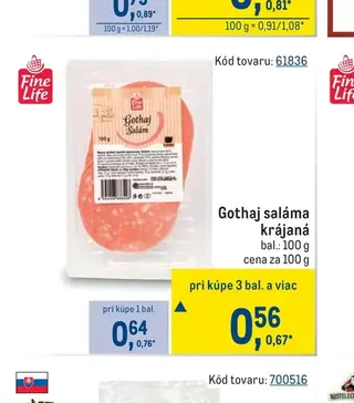 Fine Life Gothaj saláma krájaná 100 g