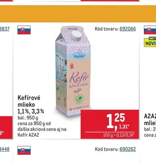 Kefírové mlieko 1,1 %, 3,3 % 950 g