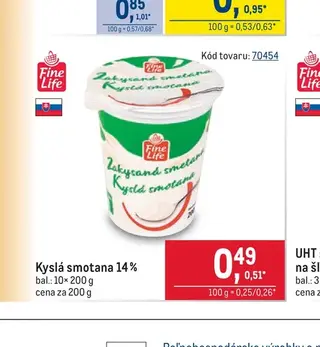 Kyslá smotana 14 % 200 g