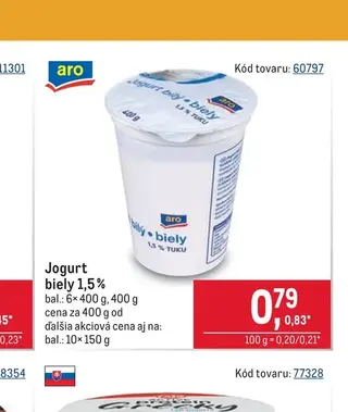 Jogurt biely 1,5 % 400 g