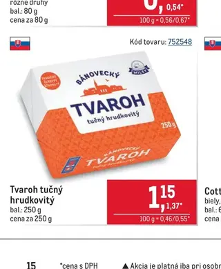 Bánovecký Tvaroh tučný hrudkovitý 250 g