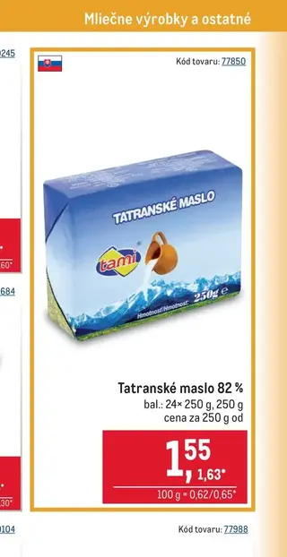 Tatranské maslo 82 % 250 g