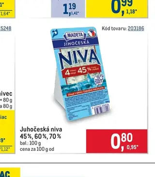 Juhočeská niva 45 %, 60 %, 70 % 100 g