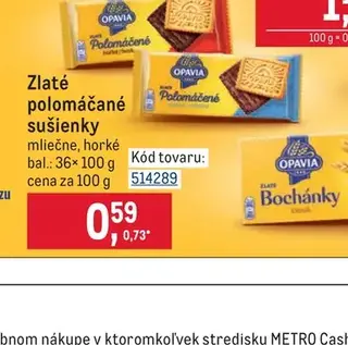Opavia Zlaté polomáčané sušienky mliečne, horké 36× 100 g