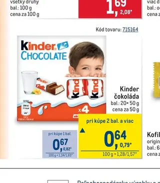 Kinder čokoláda 20× 50 g