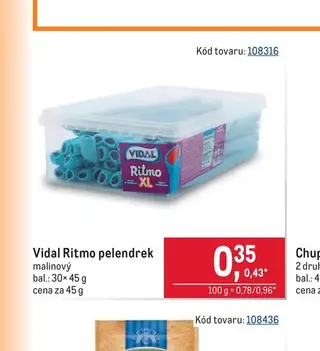 Vidal Ritmo pelendrek malinový 30× 45 g