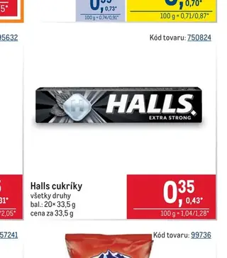 Halls cukríky 20× 33,5 g