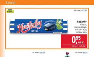 Hašlerky mentol, čierne ríbezle 24× 50 g