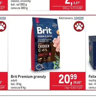 Brit Premium granuly adult 8 kg