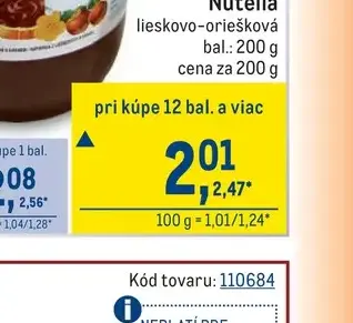Nutella lieskovo-oriešková 200 g