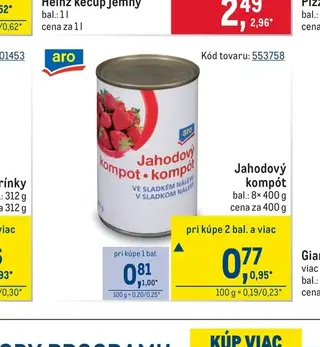 aro Jahodový kompót 8× 400 g