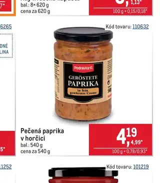 Pečená paprika v horčici 540 g