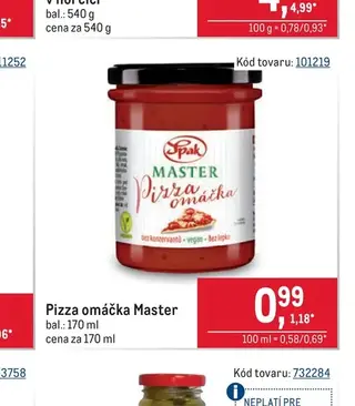 Spak Pizza omáčka Master 170 ml