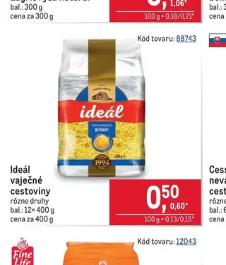 Ideál vaječné cestoviny 12× 400 g