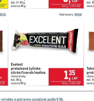 Exelent proteínová tyčinka citrón/tvaroh/malina 85 g