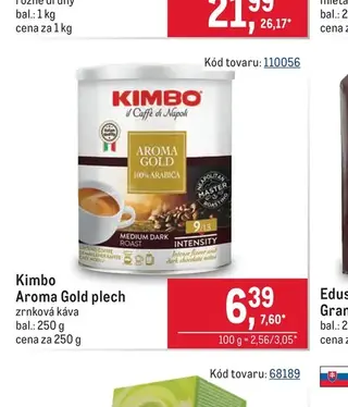 Kimbo Aroma Gold plech 250 g