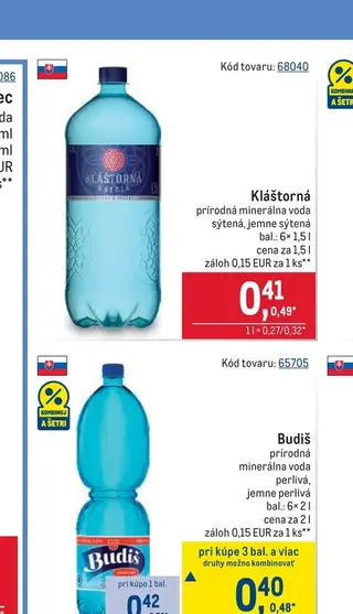 Kláštorná prírodná minerálna voda 6× 1,5 l