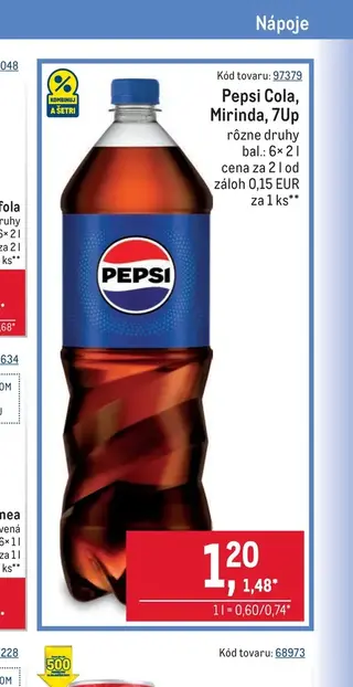 Pepsi Cola, Mirinda, 7Up 2 l