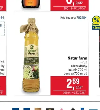 Natur farm sirup rôzne druhy 6× 700 ml