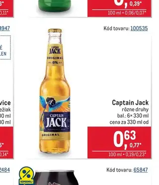 Captain Jack rôzne druhy 6× 330 ml