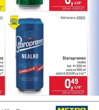 Staropramen nealko 4× 500 ml