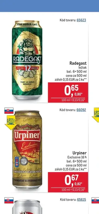 Radegast ležiak 6× 500 ml