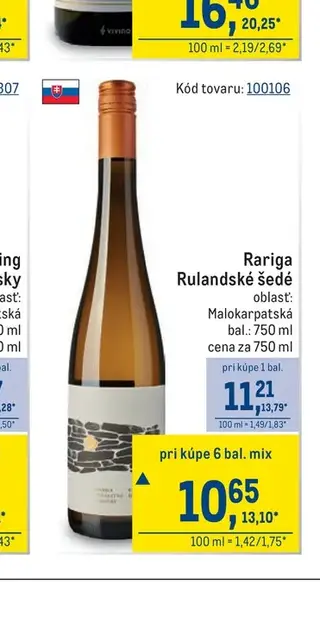 Rariga Rulandské šedé 750 ml