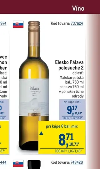 Elesko Pálava polosuché 2 750 ml
