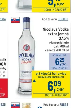 Nicolaus Vodka extra jemná 37,5 %