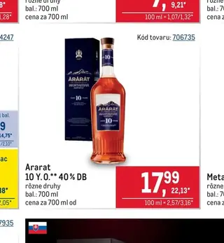 Ararat 10 Y. O. 40 % DB