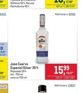 Jose Cuervo Especial Silver 35 %