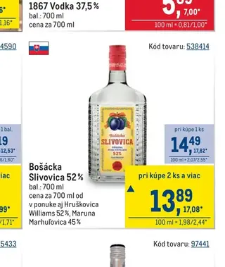 Bošácka Slivovica 52 %