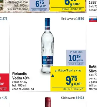 Finlandia Vodka 40 % (pri kúpe 3 bal. a viac)