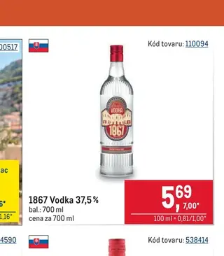 1867 Vodka 37,5 %