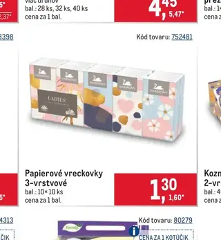 Papierové vreckovky 3-vrstvové 10× 10 ks