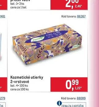 Kozmetické utierky 2-vrstvové 4× 100 ks