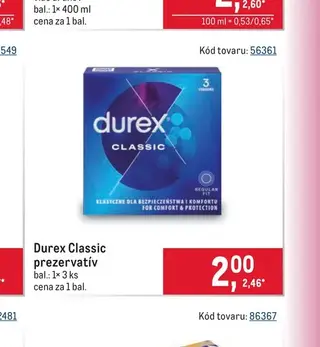 Durex Classic prezervatív 3 ks