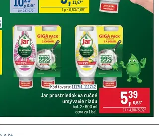 Jar prostriedok na ručné umývanie riadu 2× 600 ml