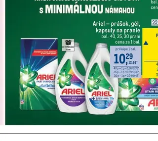 Ariel – prášok, gél, kapsuly na pranie 40 praní