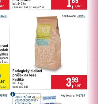 Ekologický bieliaci prášok na báze kyslíka 1 kg