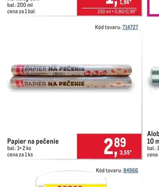 Papier na pečenie 1× 2 ks