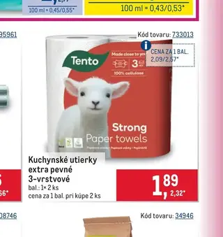 Kuchynské utierky extra pevné 3-vrstvové 1× 2 ks
